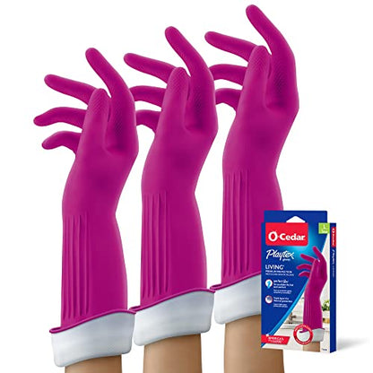 PLAYTEX Living Reusable Rubber Cleaning Gloves – Durable Household Gloves, Large, (Pack of 3) - size: Large (Pack of 3)