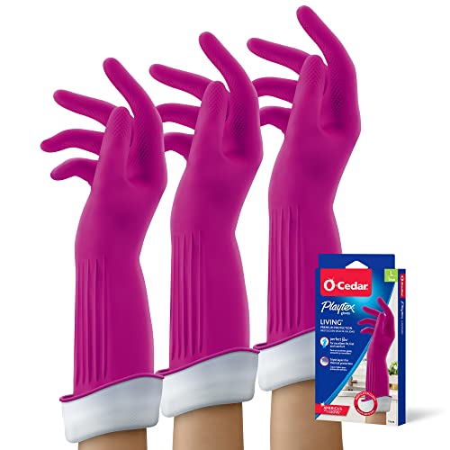 PLAYTEX Living Reusable Rubber Cleaning Gloves – Durable Household Gloves, Large, (Pack of 3) - size: Large (Pack of 3)