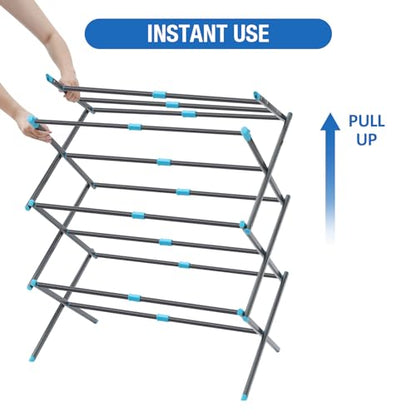 APEXCHASER Oversize 3-Tier Clothes Drying Rack, No Install, Graphite - color: Graphite
