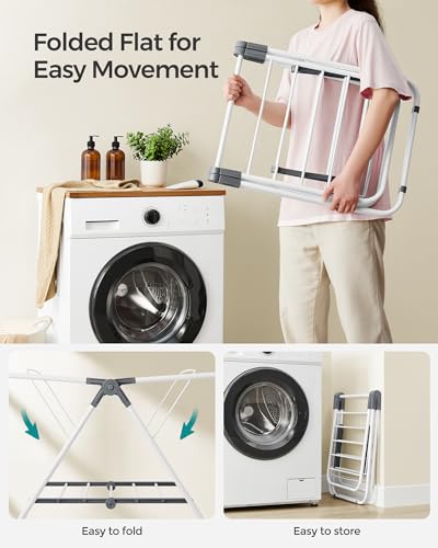 SONGMICS Clothes Drying Rack, Free-Standing Indoor Airer - color: Cloud White