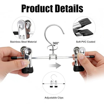 10PCS Boots Hangers with 2 Adjustable Clips, Stainless Steel