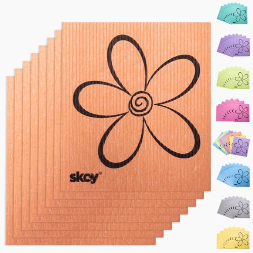 Skoy Cloth, 8-Pack Versatile Swedish Dishcloths for Kitchen and Household Use, Reusable Cleaning Cloths, Planet-Friendly, Dishwasher and Dryer-Safe, Orange - color: Orange, size: 8-Pack