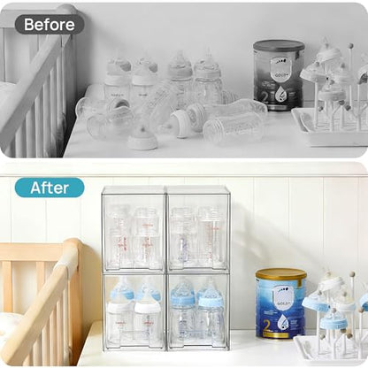 Vtopmart Clear Stackable Storage Drawers, 4 Pack Tall Plastic Organizers - style: 4pack High