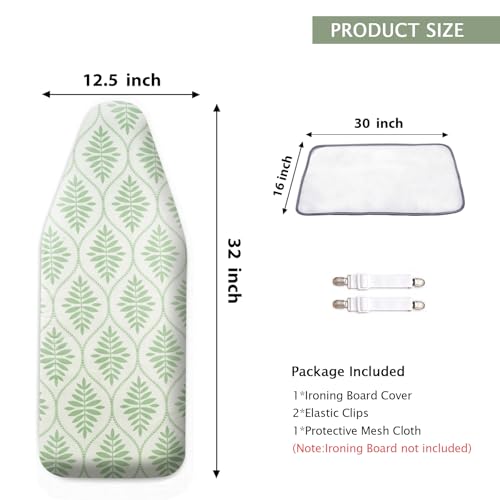 SheeChung 12.5"x32" Small Ironing Board Cover and Pad,Mini Iron Board Cover - color: Bohemian Leaves, size: 12.5"x32"