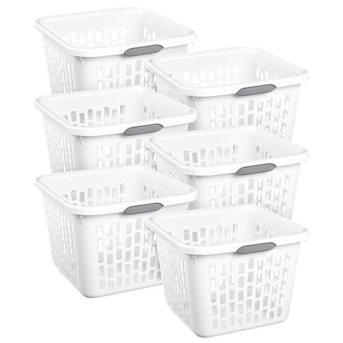 Sterilite Square Laundry Basket, Plastic Clothes Hamper, 6-Pack - color: 1.5 Bushel - White, size: 6 Pack