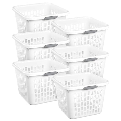Sterilite Square Laundry Basket, Plastic Clothes Hamper, 6-Pack - color: 1.5 Bushel - White, size: 6 Pack