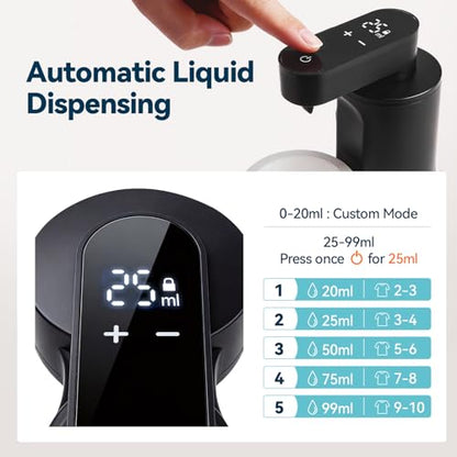 Electric Laundry Detergent Dispenser, Automatic Laundry Dispenser for Liquid Detergent, with Bottle Adapter, USB Recharg 8ml/s Flow, 5 Mode Smart Laundry Soap Pump for Laundry Room Organization, Black - color: Black