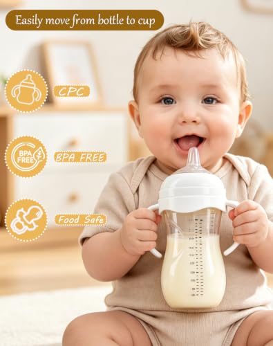Sippy Cup Conversion Kit for Philips Avent Natural Baby Bottles, Weighted Straw Transition Set with Soft Silicone Spout Nipples, Bottle Handles & Cleaning Brushes, 4 Pack, 6m+ - size: 1 Count (Pack of 4)