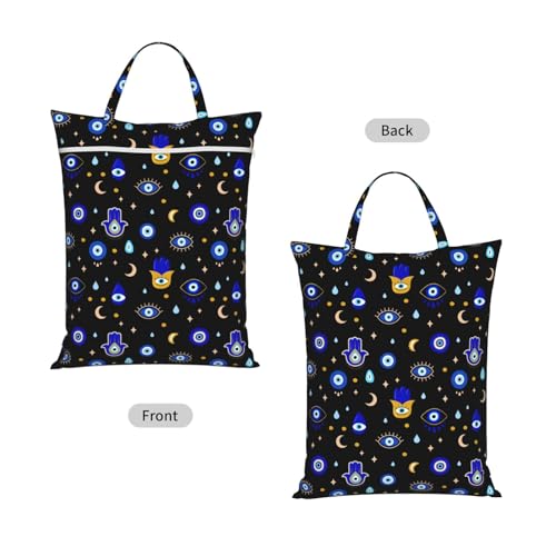 Evil Eye Black Travel Laundry Bag Washable Dirty Clothes Bag for Gym - color: Evil Eye Black