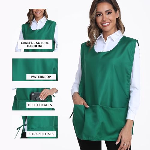 Xeoxarel Unisex Cobbler Apron with 3 Deep Pockets, Smock Vest Apron - color: 3 Pack - Green
