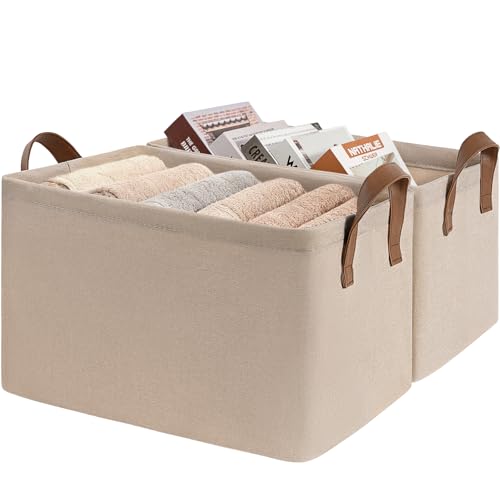 CHICVITA 45L Extra Large Fabric Storage Bins for Shelves, 2Pack, Brown - color: Brown 2-Pack, size: 19" L x 13" W x 11" H