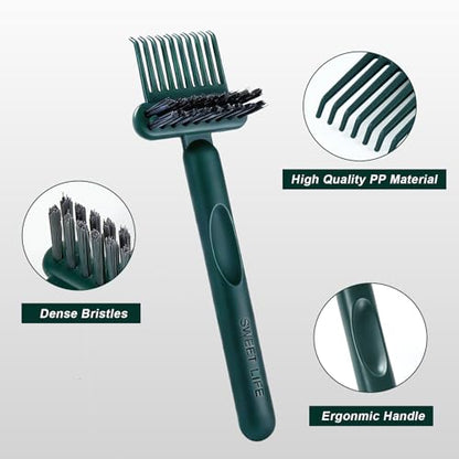 2 Pack Hair Brush Cleaning Tool, 2-in-1 Cleaner Tool, Portable Cleaning Tool Set for Brush Comb Keyboard, Remover Rake for Removing Hair Dust, Home and Salon Use(Black&Green) - color: 2 Pack-BlackGreen