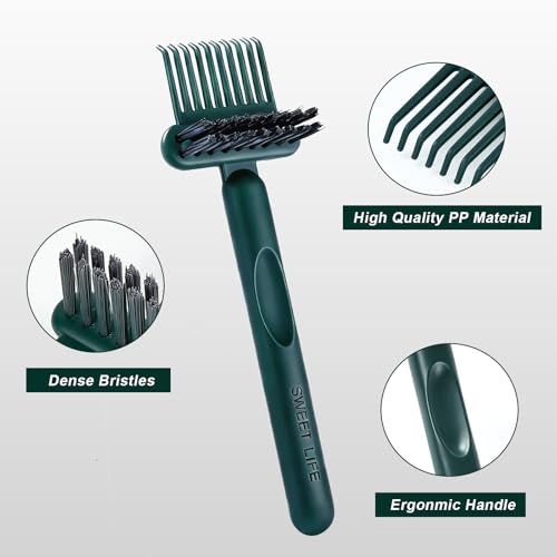 2 Pack Hair Brush Cleaning Tool, 2-in-1 Cleaner Tool, Portable Cleaning Tool Set for Brush Comb Keyboard, Remover Rake for Removing Hair Dust, Home and Salon Use(Green&Grey) - color: 2 Pack-GreenGrey