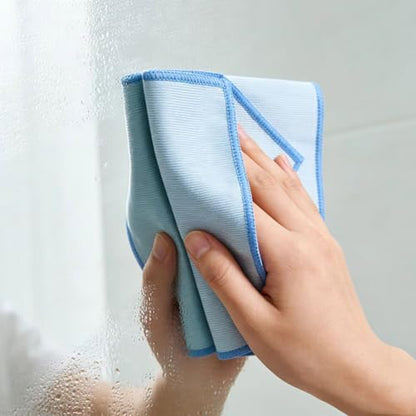 2 Pack Microfiber Glass Cleaning Cloth, Lint Free, Blue, 15.7x15.7 Inch Large Size for Windows, Glasses, Mirrors, Windshields, Stainless Steel (2, Blue, Large)