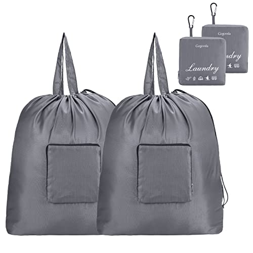 GOGOODA Travel Laundry Bags with Drawstring Closure XL Large with Handle - color: Grey