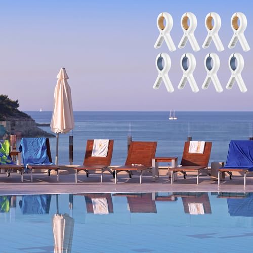 8 Pack Heavy Duty Beach Towel Clips, Large Windproof Clothespins