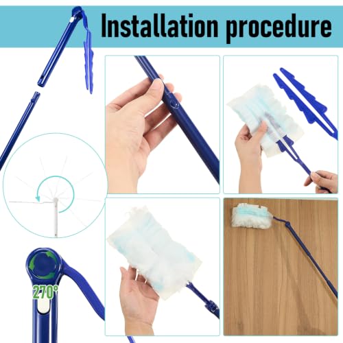 Colingmill 4 Pack Replacement Duster Handles, 3 Ft Extendable, Blue - color: Blue