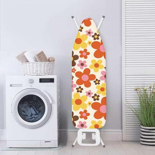 Cartoon Daisy Ironing Board Cover with Elastic Edge Non Stick Scorch Stain Resistant Cover Heavy Duty Iron Pad Covers Standard Boards with Hook and Loop Fastener Strap - color: Cartoon Daisy