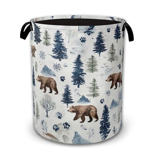 Bear Paw Collapsible Laundry Basket,Forest Animal Waterproof Oxford Cloth Hamper with Handles,Portable Storage Organizer for Laundry Room Bedroom - color: Bear Paw,Forest Animal