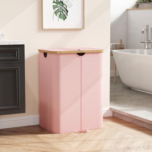 Lifewit 150L Double Laundry Hamper with Lid and Removable Bag, Pink - color: Pink, size: 150L