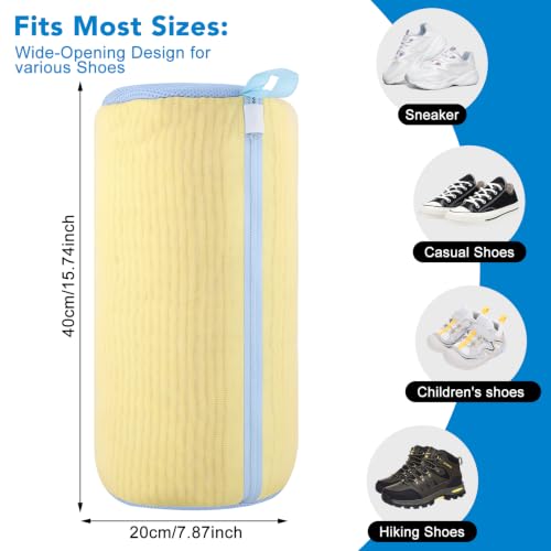 Dntorx 2 PCS Shoe Washing Machine Bags for Washer and Dryer with Outer Mesh - color: Yellow+Blue (with Outer Mesh)