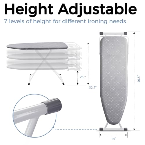 SheeChung Ironing Board 13"x43",Full Size Iron Board with Rest,Adjustable - style: 43x13-Grey