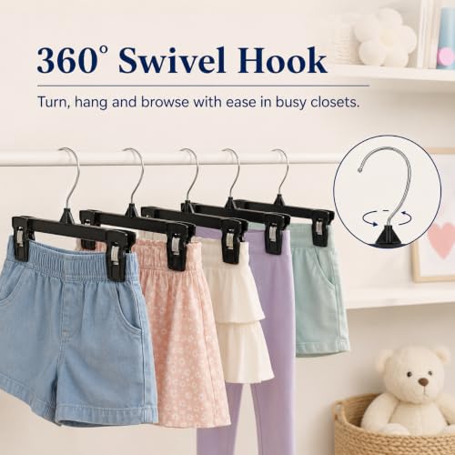 Smartor Black Pants Hangers 90 Pack, Skirt Hangers with Clips, 10 Inch - color: 90 Pack, size: 10