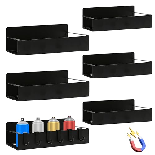 6 Pcs Magnetic Aerosol Spray Can Holder, Steel Magnet Toolbox Bottle Rack - color: Black-6pcs