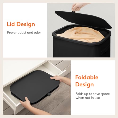 Lifewit 105L Large Laundry Hamper with Lid, Removable Inner Bag, Black - color: Black, size: 105L