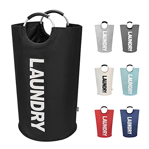 DOKEHOM 90L Large Laundry Basket Bag, Collapsible Tall Hamper, Black - color: Black, size: 90L