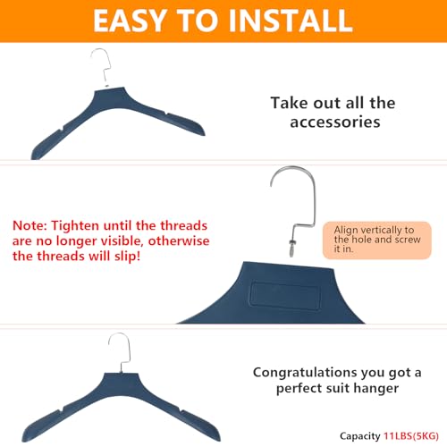 DEDU Suit Hangers for Men 20 Pack, Sweater Hangers No Shoulder Bump Non Slip Width 17.7", Plastic Clothes Hangers Blue with Metal Hook - color: Blue-20