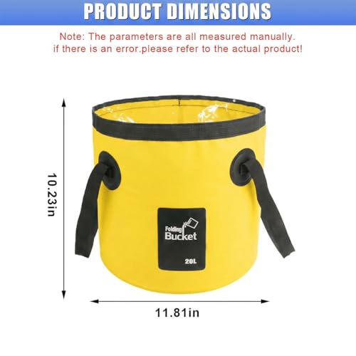 5 Gallon Collapsible Bucket with Handle for Car Washing (Yellow) - color: Yellow