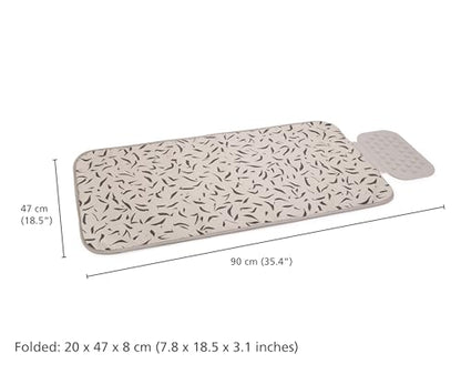 Joseph Joseph Swift Folding Ironing Mat with Silicone Iron Rest, Heat and Steam Resistant, Non-Slip Ironing Pad, Compact Storage, 35.4 x 18.5 in, Ecru Scatter - color: Ecru Scatter