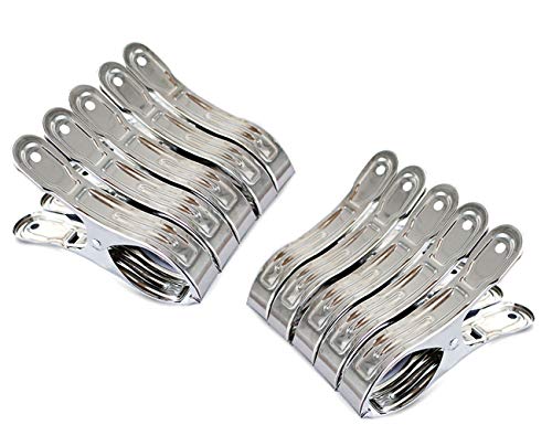 10PCS 4.7" Stainless Steel Clothes Pins Big Pool Cover Metal Curtain Clamps - color: 4.7inch（10 Pack）, size: 4.7inch