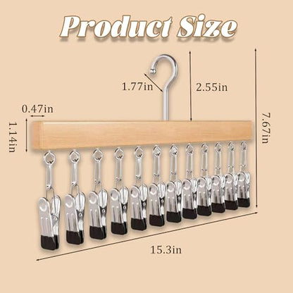 Space-Saving Hanging Closet Organizer with 12 Sturdy Clips, 360° Rotating Multi-Purpose Hanger for Jeans, Leggings, Scarves, Socks & Hats - Maximize Closet Storage (1 Pack)