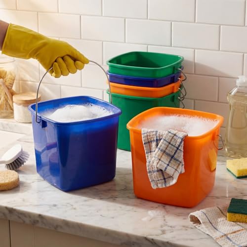 Zhehao 6 Pcs 3 Quart Small Sanitizer Cleaning Bucket, Orange, Green, Blue - color: Orange, Green, Blue