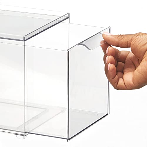 mDesign Kitchen Storage Drawer Box – Plastic Storage Box with Pull-Out Drawer – Pantry, Fridge and Cupboard Storage for Food and Snacks – Pack of 2 – Clear - size: 8 x 6 x 6 (Pack of 2)