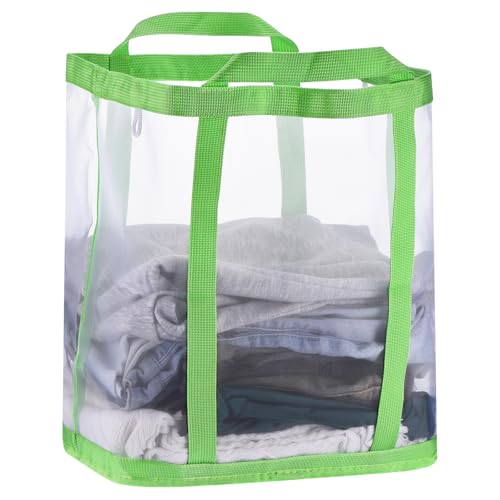 uxcell Collapsible Laundry Basket,Mesh Hamper with Handles,Foldable Laundry Bag,Breathable Hanging Laundry Hamper for Washing Storage,Bathroom, Dorm,Travel,Beach, Green Large - color: Green, size: Large