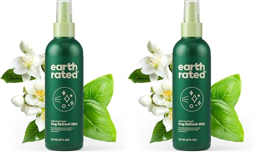 Earth Rated Dog Deodorizing Conditioner Spray, Conditioning & Odor-Eliminating Perfume for Dogs, for All Coat Types, Refreshing White Tea & Basil Scent, 8 oz (Pack of 2) - size: Deodorizing Spray (Pack of 2)