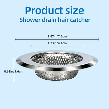 Bathtub Drain Strainer，2.87 inch Bathtub Floor Shower Hair Drain Catcher Cover, Stainless Steel Bathroom Sink Strainer Filter Basket for Bathroom Sink, Wash Basin