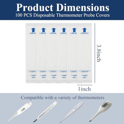 100 Pack Thermometer Probe Covers,Disposable Thermometer Sleeves,Universal