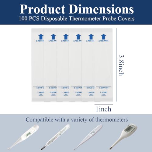 100 Pack Thermometer Probe Covers,Disposable Thermometer Sleeves,Universal
