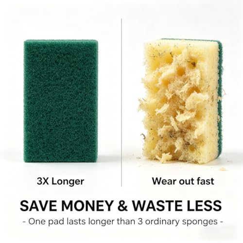 Bulk Heavy Duty Scouring Pads with Emery, 6" x 4" Large Green Scrub Pads for Kitchen Cleaning, Durable Polyester Abrasive Dish Scrubber for Pot, Pan, Grill and Stove,(80Count)