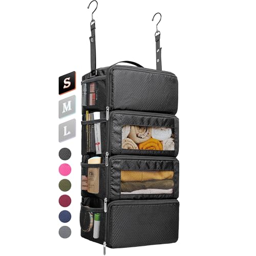 Suitcase Organizer, Hanging Travel Luggage Organizer Shelves Carry On Bag - color: Black-S, size: Small