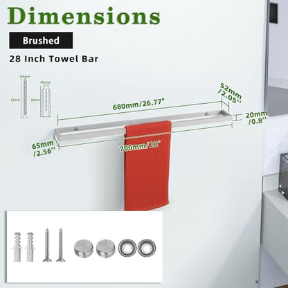 Alise 28 Inch Hand Towel Holder Towel Bar for Bathroom Wall Mounted,Brushed - color: Brushed, size: 28-Inch