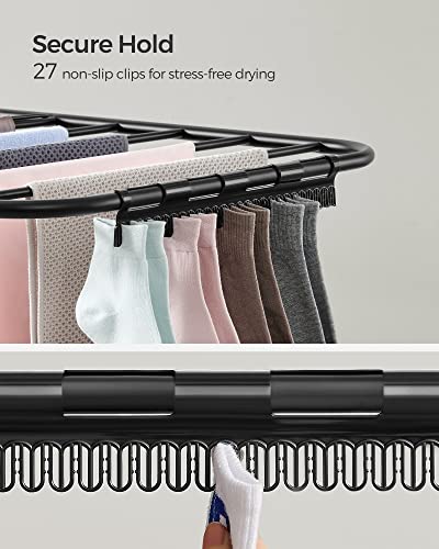 SONGMICS Clothes Drying Rack, Foldable 2-Level Stee Laundry Drying Rack - color: Black, size: 2 Tiers（22"d x 61.8"w x 64.3''h )
