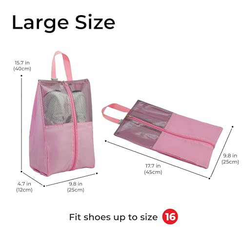 Shoe Bags For Travel, Used As For Storage or Shoe Travel Bag, Featuring Waterproof Nylon Sneaker Bag. (Light Pink, 2 Pack, Large) - color: Light Pink, 2 Pack, size: Large