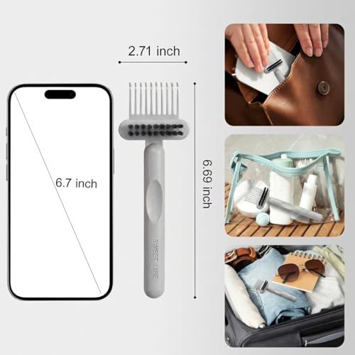 Hair Brush Comb Cleaning Tool Comb,2-in-1 Hair Brush Cleaner Tool, Portable Remover Rake for Removing Hair Dust, Home and Salon Use (Grey) - color: 1 Pack-Grey