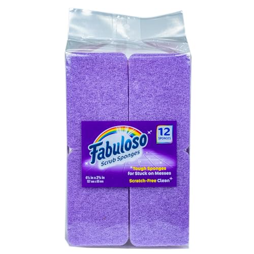Fabuloso Scratch-Free Kitchen Dish Sponges, Purple, 12 Count Pack - color: Purple, size: 12 Count (Pack of 1)