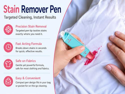 12ml Stain Remover Pen for Clothes, Dual-Head Waterless Spot Cleaner